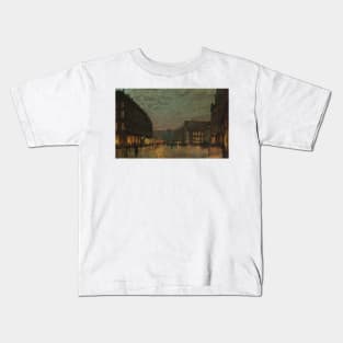 Boar Lane Leeds By Lamplight by John Atkinson Grimshaw Kids T-Shirt